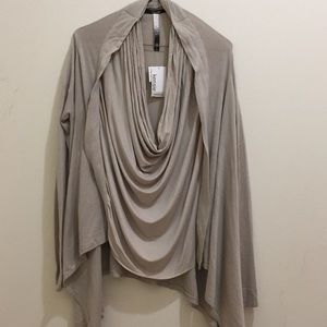 Kensie taupe draped top (sz s)